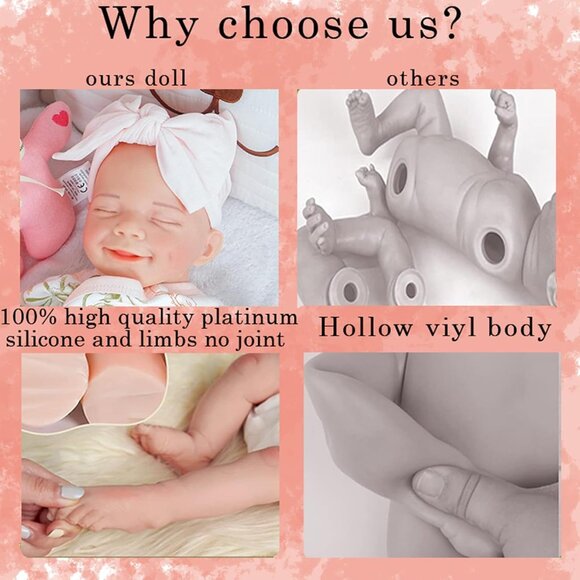 🆕17inch Realistic Full Body Silicone Close Eyes Newborn Mia-ivory White Girl - Picture 7 of 10